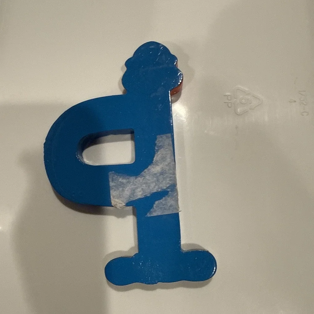 Vtg Sevi Clown Child Kids‎ Alphabet Wooden Letter P Personalized Decor Blue